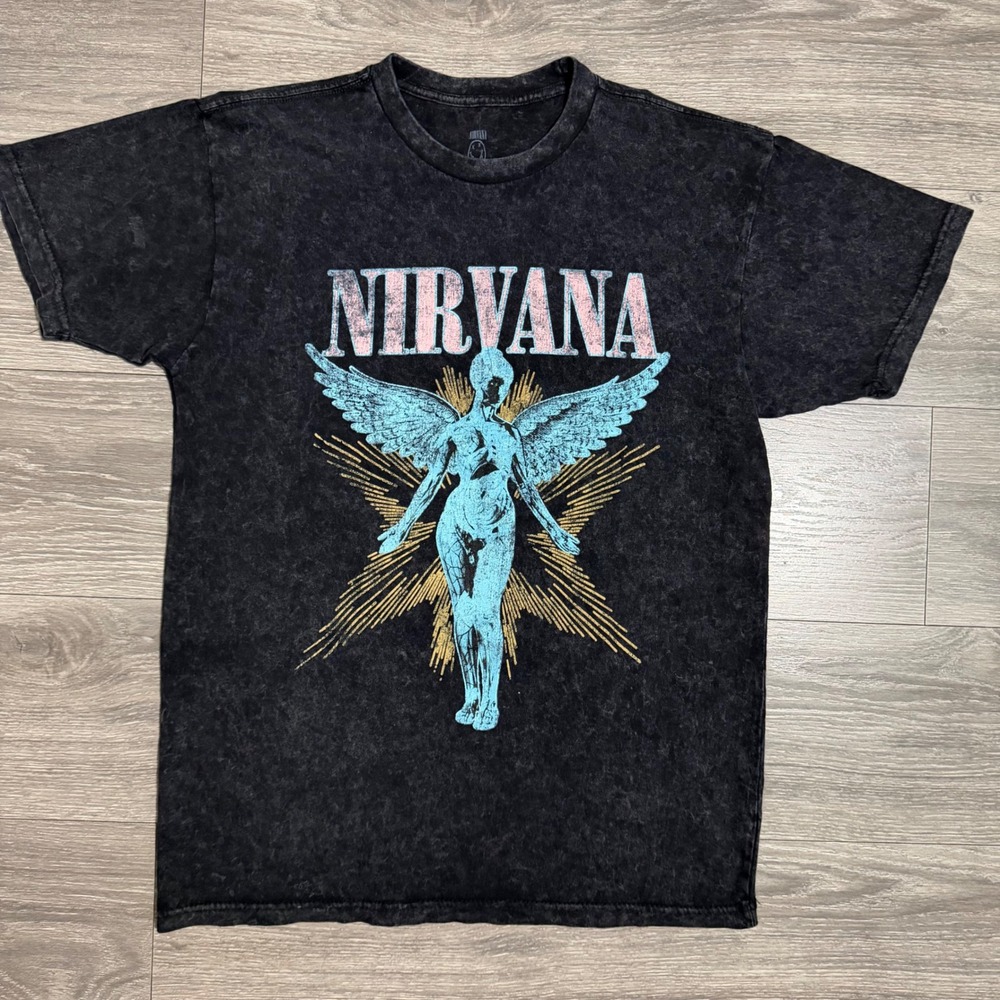 2026 Nirvana In Utero Live 93 Tour Graphic T-Shirt Mens M Black Acid Wash Cotton